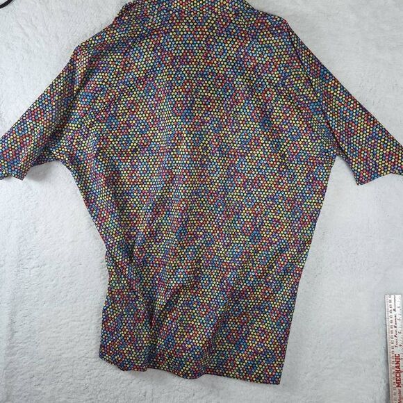 Lilly Dache Men's Geometric Dots Raglan Sleeve Polo Shirt Multicolor Large - Picture 6 of 7